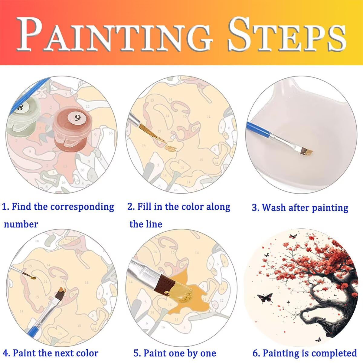 Dipingere con i Numeri Farfalla, Paint by Numbers Adulti Albero, Fai da te Creativi Adulti Quadri da Dipingere Numerati Kit per Decorazione Della Parete di Casa, Regalo 100x135 cm Senza Cornice 2V-6