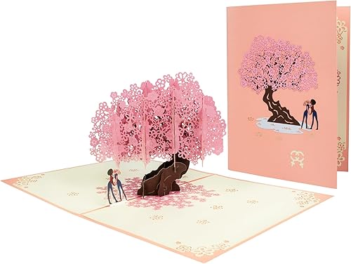 Miniatura 6 de GREETING ART Tarjeta de San Valentín lesbiana, tarjetas del día de San Valentín para esposa, tarjeta desplegable de flor de cerezo, tarjeta