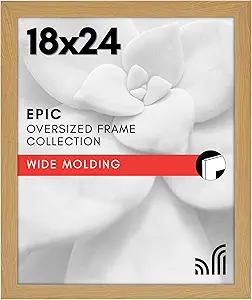 Americanflat 18x24 Poster Frame with Polished Plexiglass - Wide Picture Frames Made of Engineered Wood for Vertical or Horizontal Wall Display - Epic Collection - Dark Oak