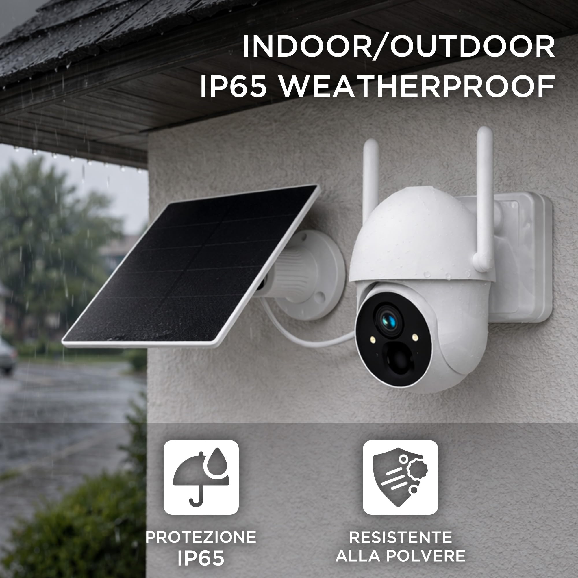 Atlantis Volta Pro PT Telecamera Wi-Fi 3MP motorizzata con solare | A batteria, visione IR/LED, IP65, audio 2 vie, movimento, MicroSD, app, notifiche e cloud, cod. A16-VL88P