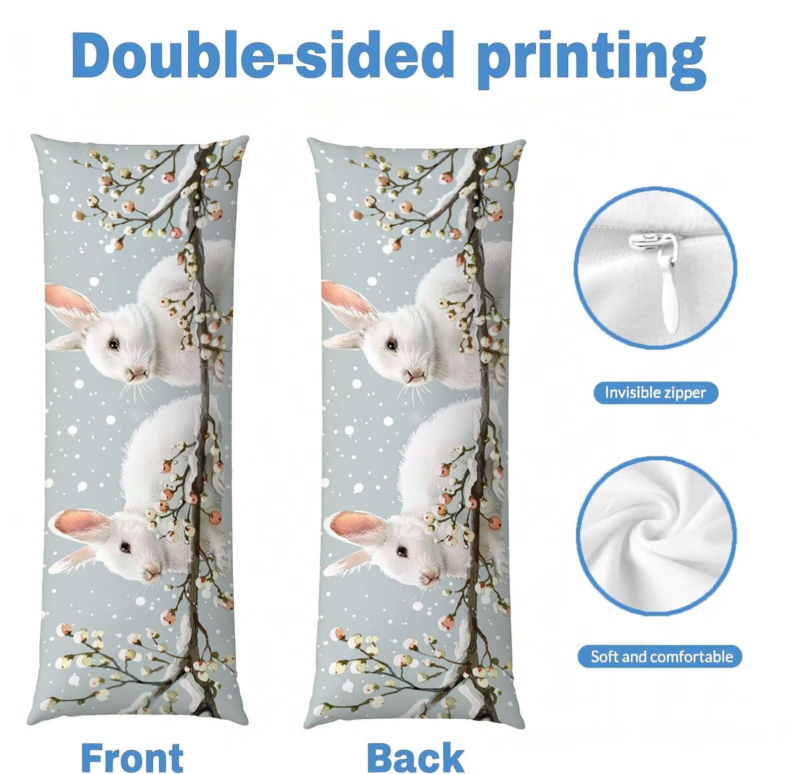 Animale-26 Federe Cuscino Letto 50 x 150 cm, Cuscini per Divano Velluto, | Doppia Faccia Stampa, Coniglio Fodera per Cuscino Decorativa, con Cerniera, Cuscino per Dormire Sul Fianco j-126