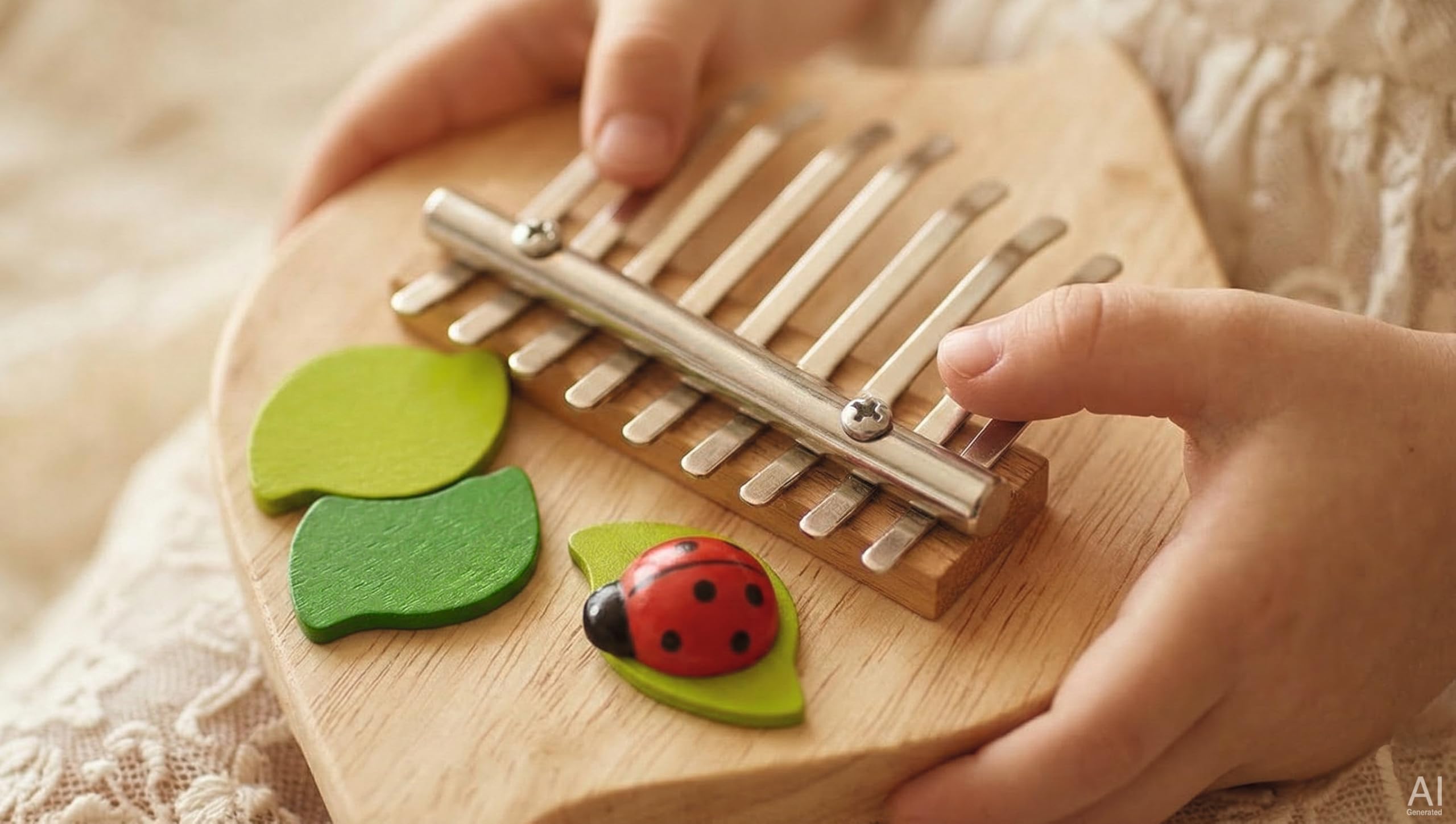 goki 61975 - Kalimba Kinder Daumenklavier aus Holz - Musikinstrument mit 8 Tönen - Klangspiel für Kinder - Holz Musikinstrument für erste Musikerfahrungen ab 5 Jahren - 22 cm