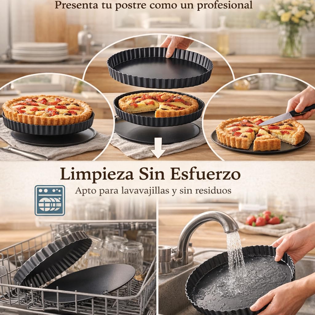 Moule à tarte rond, fond amovible anti-adhésif pour tarte, moule à tarte cannelé pour la pâtisserie, moule à quiche (30,5 cm)