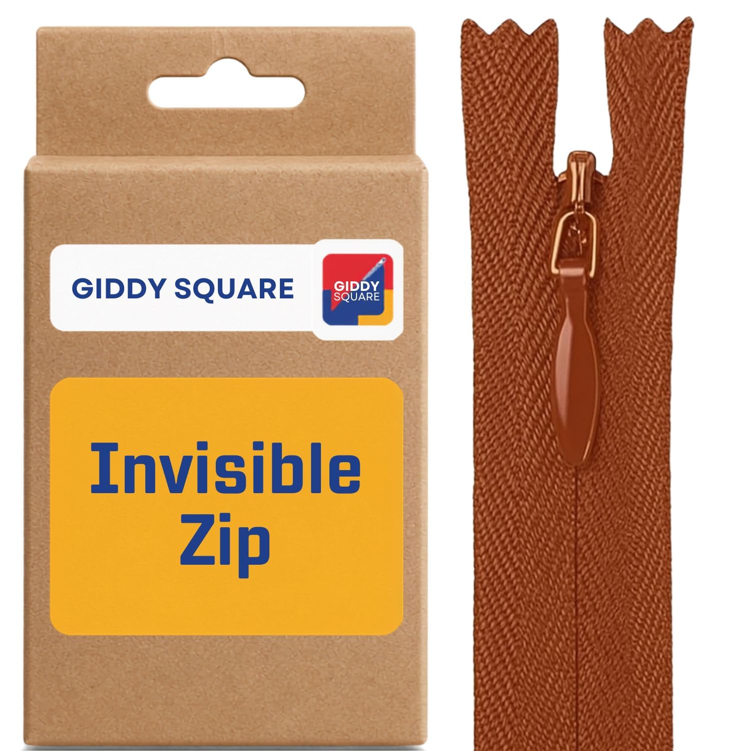 8" (20cm) Tan Invisible Zip - Concealed Nylon Closed-End