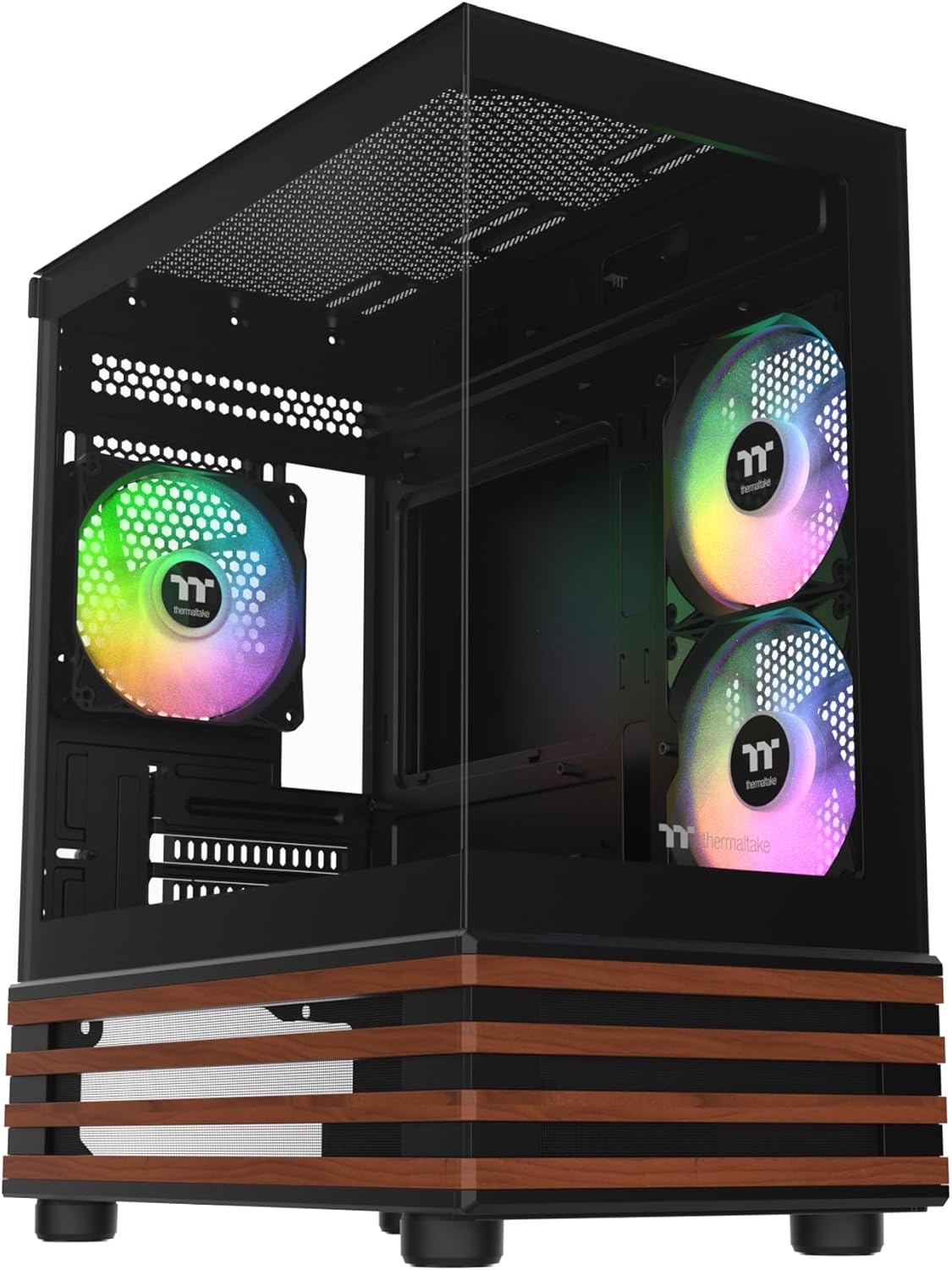 Thermaltake View 170 WS ARGB; Micro Chassis; Bottom Wood Trim; 3x120mm ARGB Lite Fans Included; 340mm GPU Clearance; 160mm Air Cooler Max Height; mATX/mITX; Black; CA-1Z4-00M1WN-WS