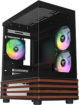 Thermaltake View 170 WS ARGB; Micro Chassis; Bottom Wood Trim; 3x120mm ARGB Lite Fans Included; 340mm GPU Clearance; 160mm Air Cooler Max Height; mATX/mITX; Black; CA-1Z4-00M1WN-WS