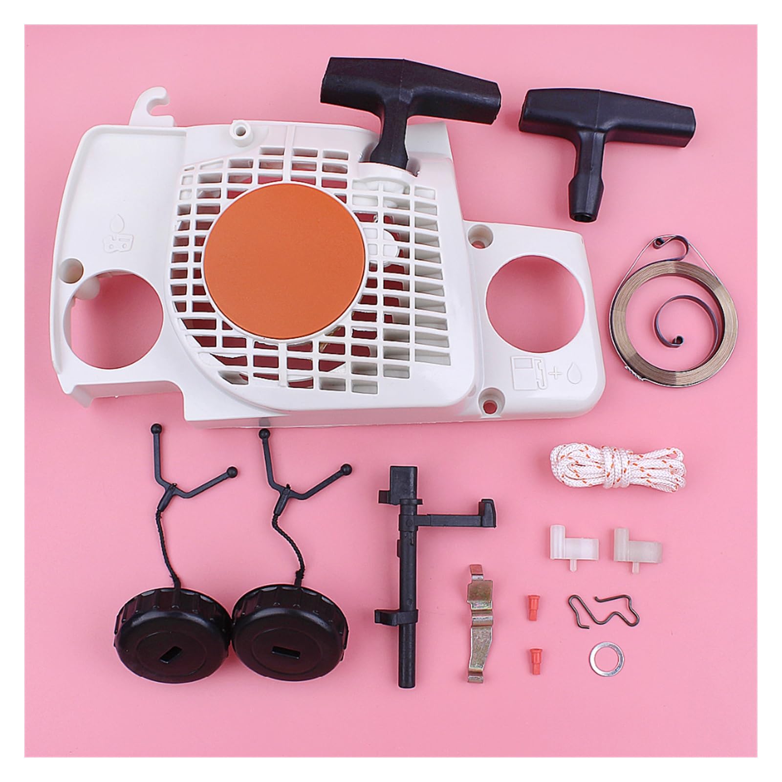 Kit de Arranque de rebobinado for Stihl MS180 018 MS170 017 MS 180 170, Pieza de Motosierra, Tapa de Combustible y Aceite, Resorte de Contacto del Eje del Interruptor