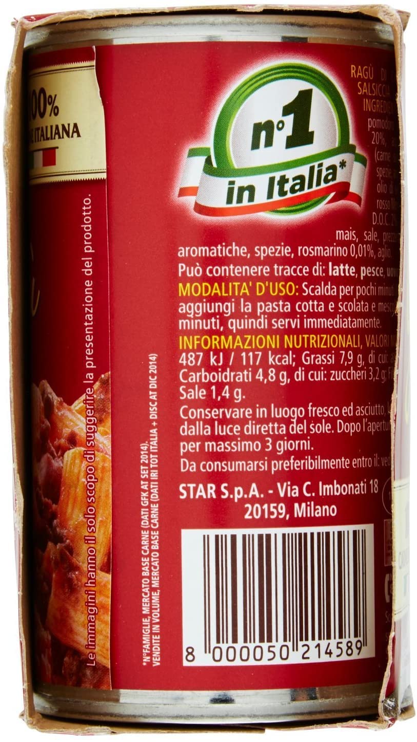 16x Il mio Gran ragu Star salsiccia tomatensauce 180g sauce mit Würst