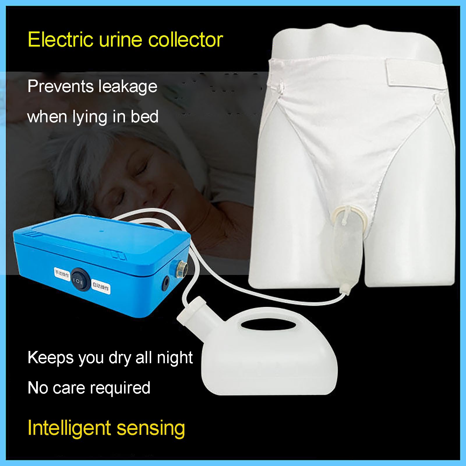 Raccoglitore di urina Orinatoio Elettrico Riutilizzabile per Uomini Anziani Riposo a Letto Design Anti-perdite Dispositivo per incontinenza Maschile con Elastico in Vita Nessun od