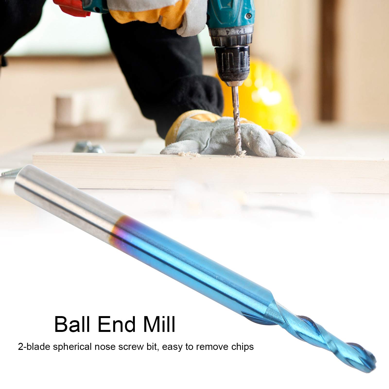 Respicefinem Premium Ballnose Cutter Ball End Mill Blue Coated Spiral Router Bit Milling Cutter Ideal for Multiple Materials Engraving Drilling Milling Cutting and 3D Carving with