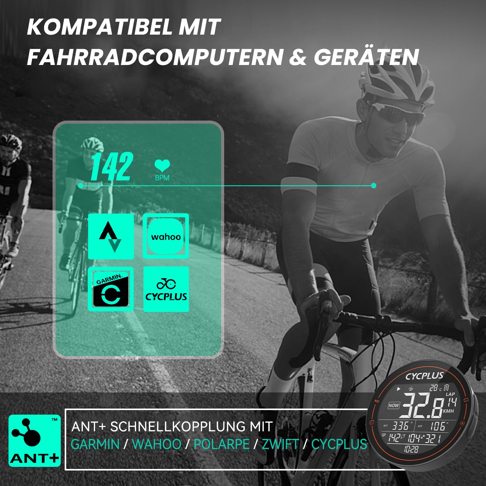 CYCPLUS Herzfrequenzmesser Armband, Bluetooth 5.1 ANT+ HR Monitor mit HR Zone LED Anzeige, IP67 Wasserdicht, Verwendung für Laufen Radfahren Fitness und andere Sportarten(schwarz)
