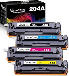 ValueColor Compatible Toner Cartridge Replacement for HP 204A CF510A CF511A CF512A CF513A M180nw Color Laserjet Pro Printer (Upgraded Chip, 4 Pack)