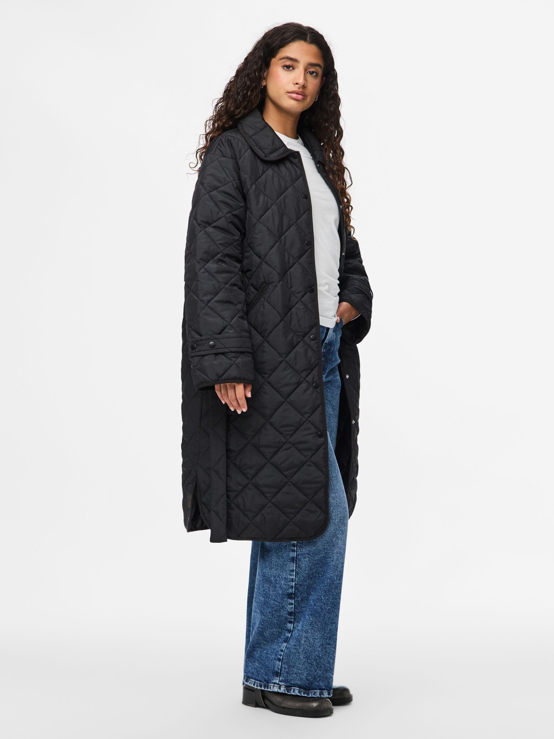 PIECES Long Quilted Jacket Pcemily Noos BC-Giacca Trapuntata Lunga Donna