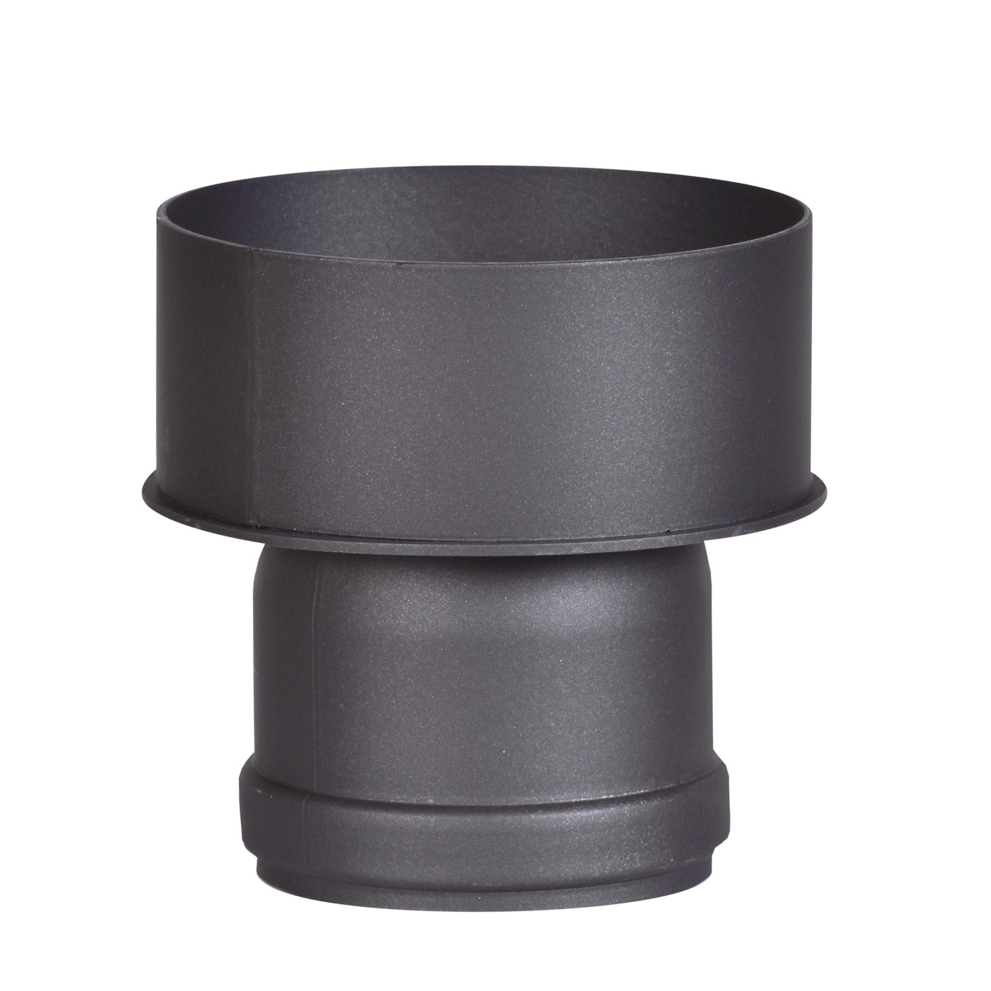 FIREFIX R150/Ü7 element przejściowy (rozszerzenie) do rur dymowych o grubości 2 mm, lakierowane na czarno, od przyłącza pieca 80 mm do przyłącza ściennego 120 mm