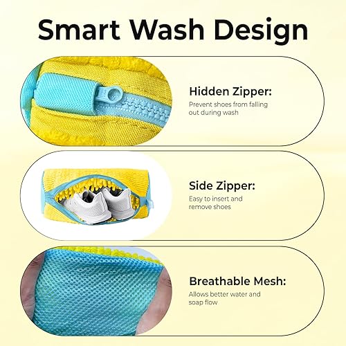 Miniatura 3 de 2 bolsas para lavadora de zapatos con par de árboles de zapatos y 4 bolas desodorantes, bolsa reutilizable con cremallera duradera para lavado de