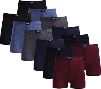 3 Pack Men's Boxer Shorts, Briefs Stretchy Comfy Trunks Underpants Cotton Rich Button Fly High Impact Underwear for Men
