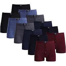 3 Pack Men's Boxer Shorts, Briefs Stretchy Comfy Trunks Underpants Cotton Rich Button Fly High Impact Underwear for Men
