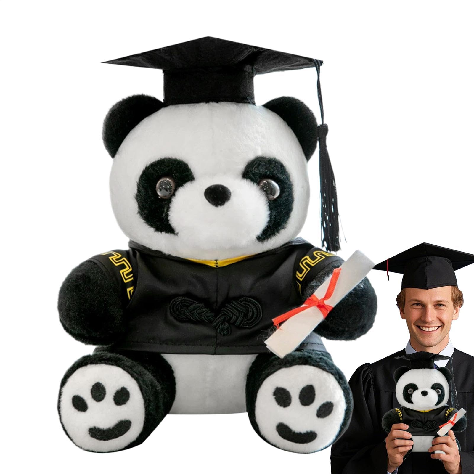 Peluche de panda de graduación, Panda Graduation - Panda Toys con peluche - Graduación | Juguete para niños Muñeca suave con y certificado, Clase de 2025 Decoración, Decoración del Hogar Fiesta