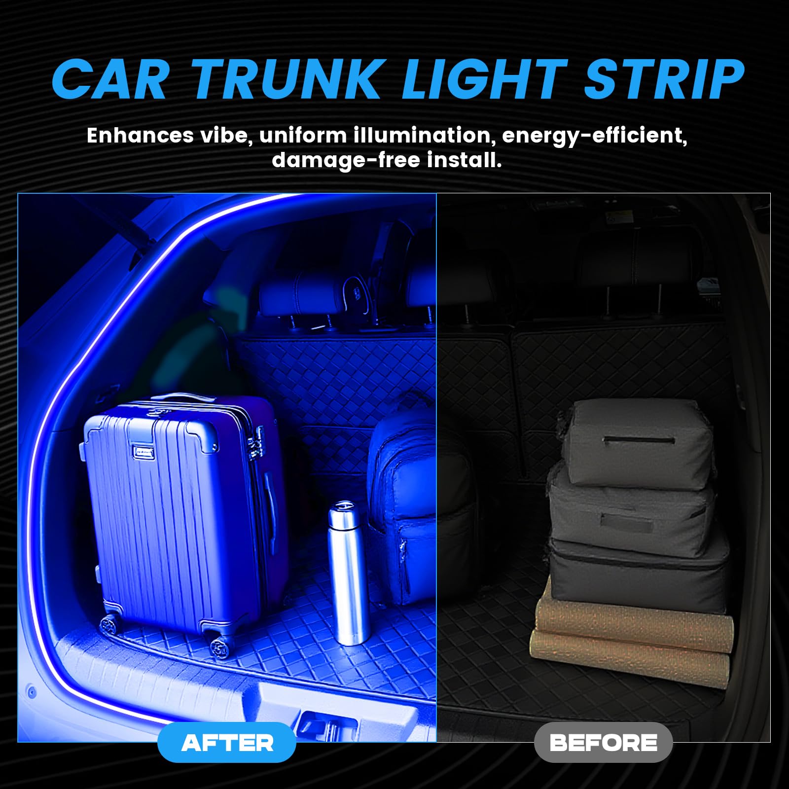 Tira de Luz para Maletero de Coche con Flujo Dinámico, Tira de Luces LED de Corte Flexible para Maletero Tira de Luces Interiores LED para Coche SUV Camion (Azul, 4 m / 158 in)