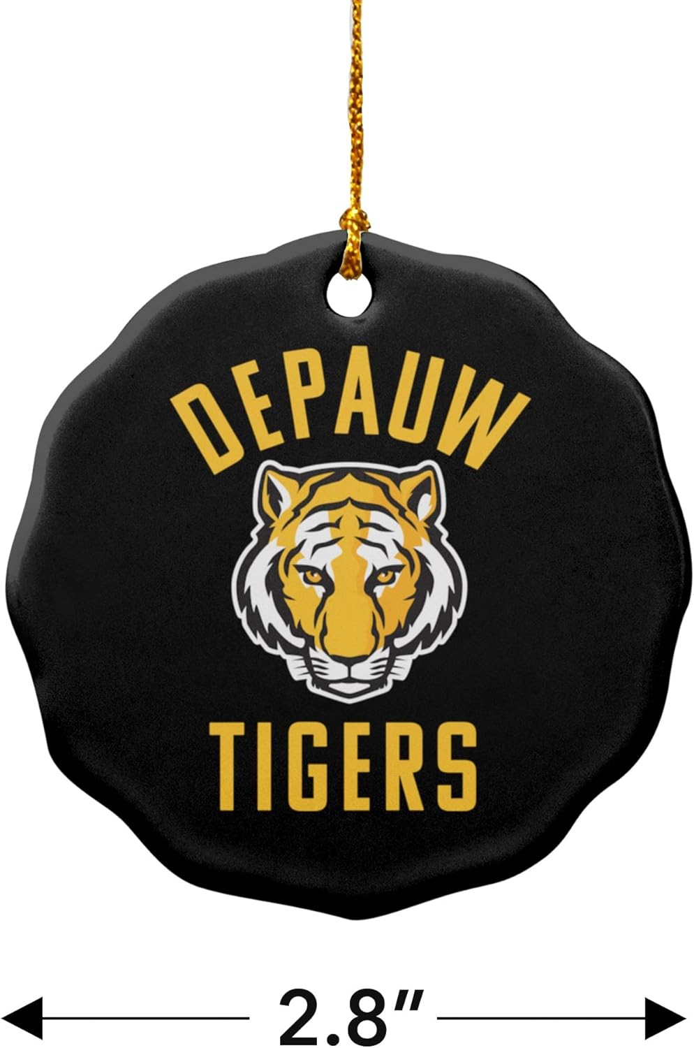 GRAPHICS & MORE DePauw University Tigers Logo Porcelain Scalloped Holiday Christmas Tree Ornament - 2.8" (7.1 cm) - Image 3