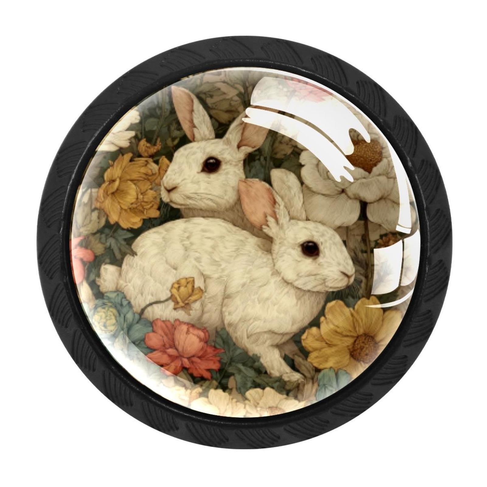 CHENZZZZ 4 Pack Easter Rabbits Floral (25) Drawer Knob Cabinet Hardware