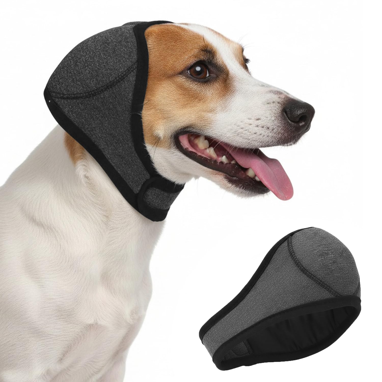 HIVTE Ear Defenders and Muffs Dog Ears Cover Dog, Noise Cancelling Calming Adjustable Ear Protection for Small Medium Dogs, Grooming Bathing Thunder Fireworks（Gray-M）