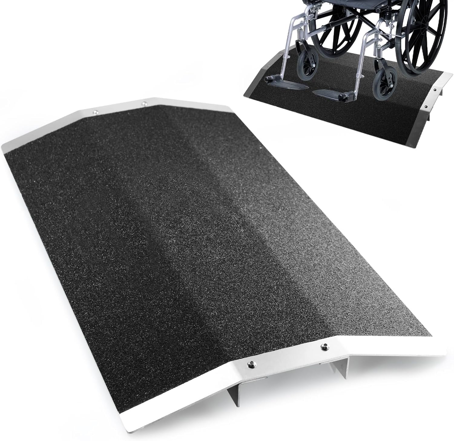 Rampe per sedie a rotelle, Rampa in alluminio con telaio di supporto e superficie antiscivolo, Capacità 300kg, per disabili, 80 x 40cm