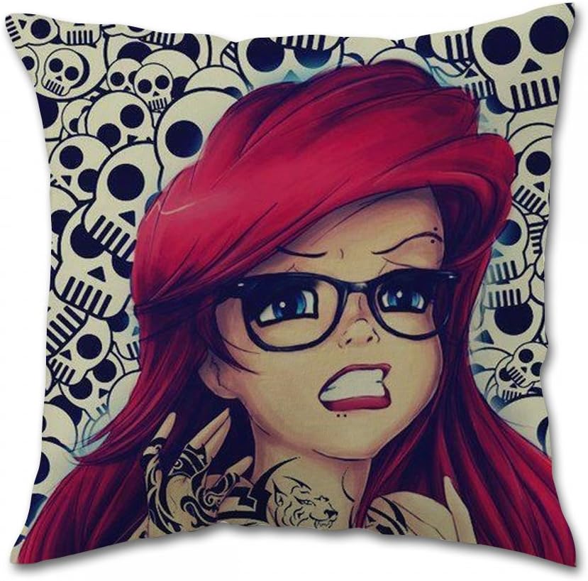 Ariel the Little Mermaid Sugar Skull Pillow Covers (18x18 inch one side)