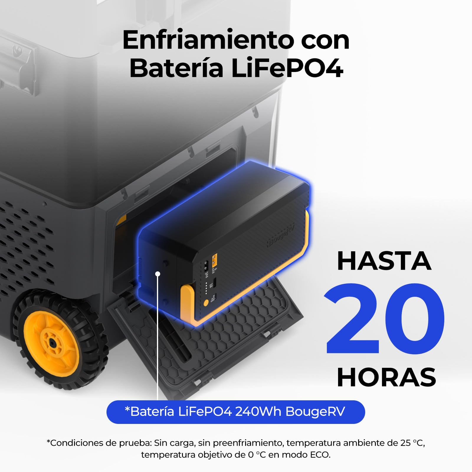 BougeRV CRD2 V2.0 40L Nevera con Batería 240Wh, Doble Puerta Doble Zona Compresor con Ruedas y Asa 12V 24V 230V Frigorífico Coche Camping App IPX4, -20℃~20℃ (Novedad 2026)