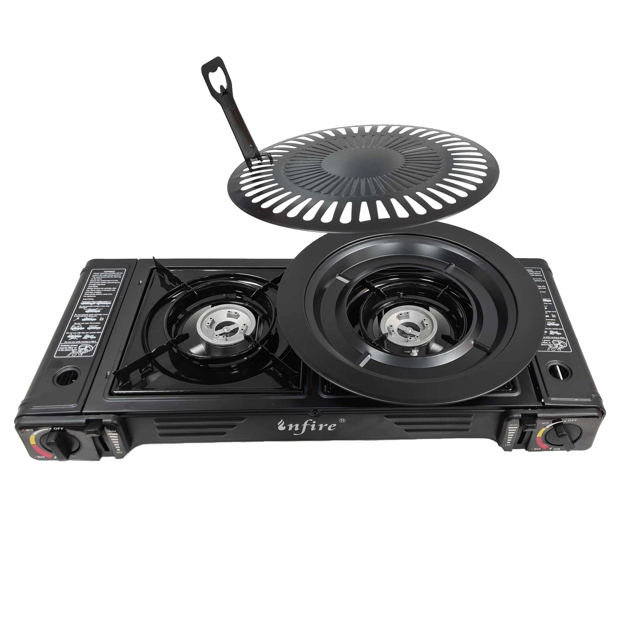 Grill Plate Attachment for Gas Stove Round 32 cm Non-Stick Grill Pan for Camping Stove Grill Mat for BBQ Camping and Gas Grill - Image 4
