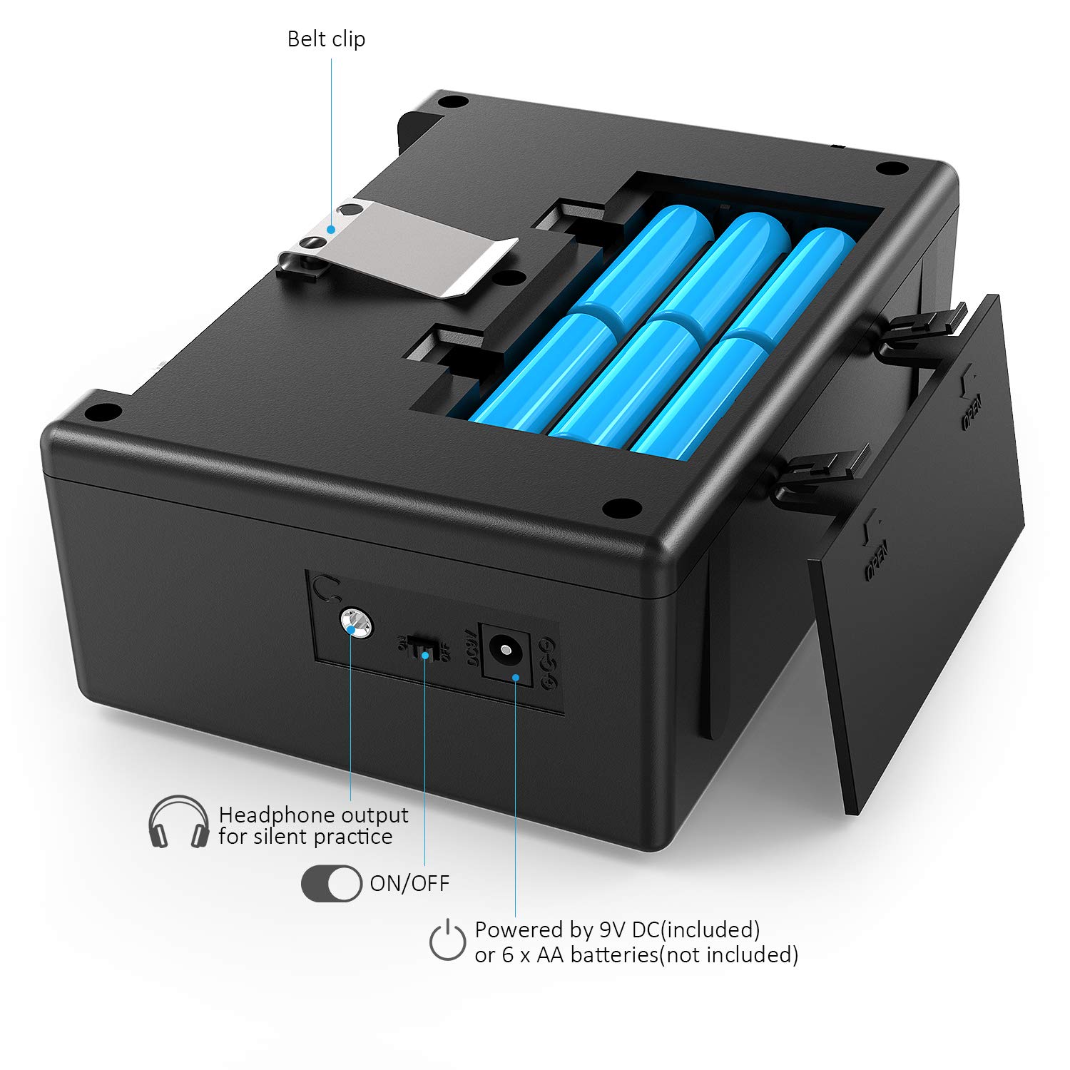 Amplificatore per Chitarra 5 Watt Multieffetto integrato 80 Ritmi di Batteria Supporto Accordatore Funzioni Tap Tempo Con Ingresso Aux Uscita Cuffie, Adattatore Di Alimentazione Incluso