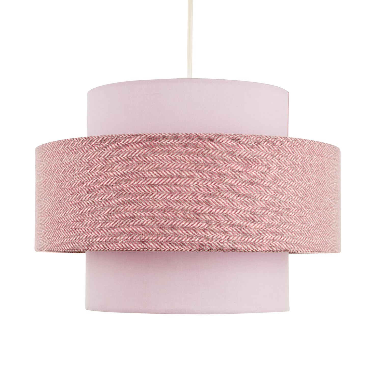 Modern and Sleek Soft Pink Herringbone Linen and Cotton Triple Tier Design Pendant Lamp Shade | 20cm x 30cm by Happy Homewares