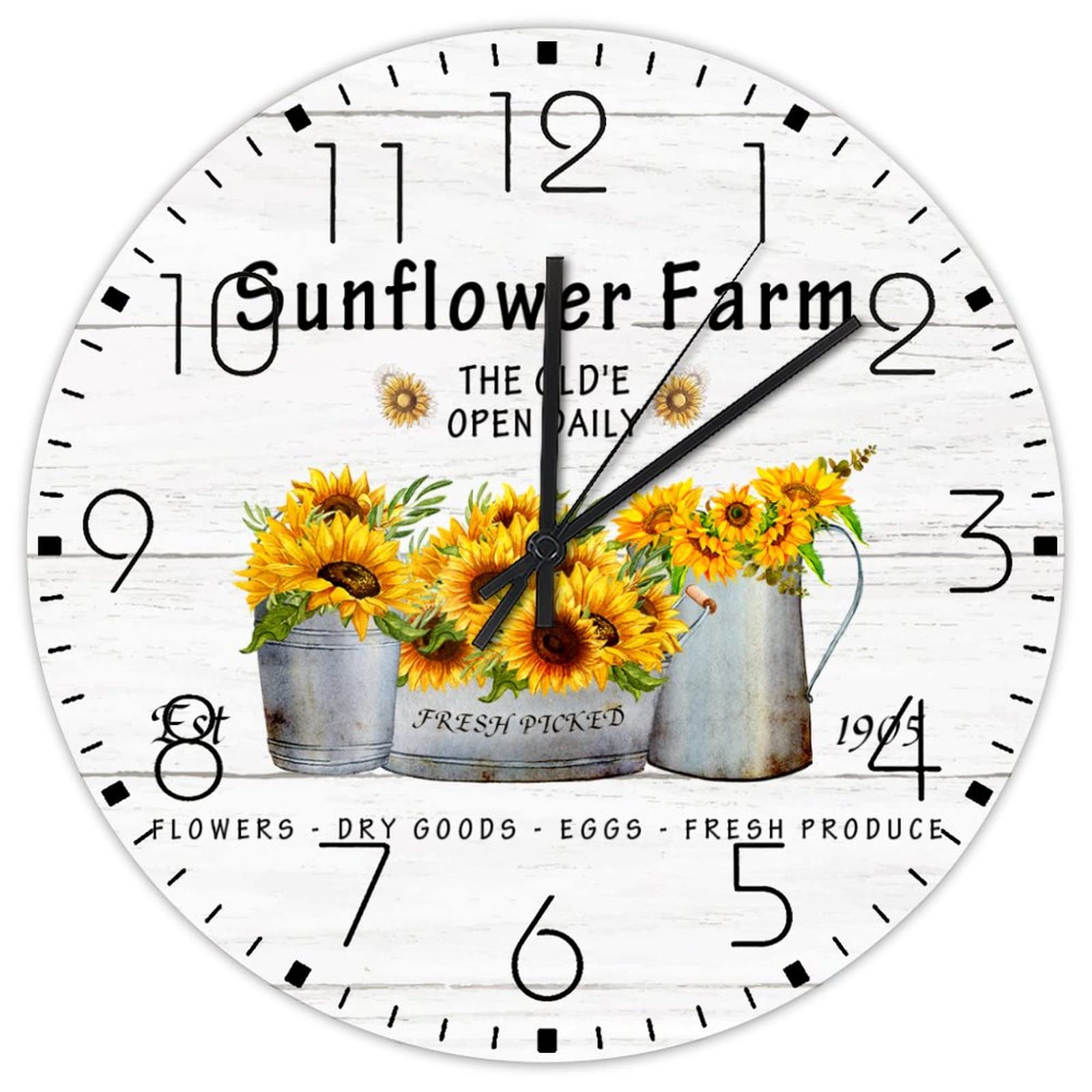 Horloge murale de ferme en bois décoration fleurie pour café