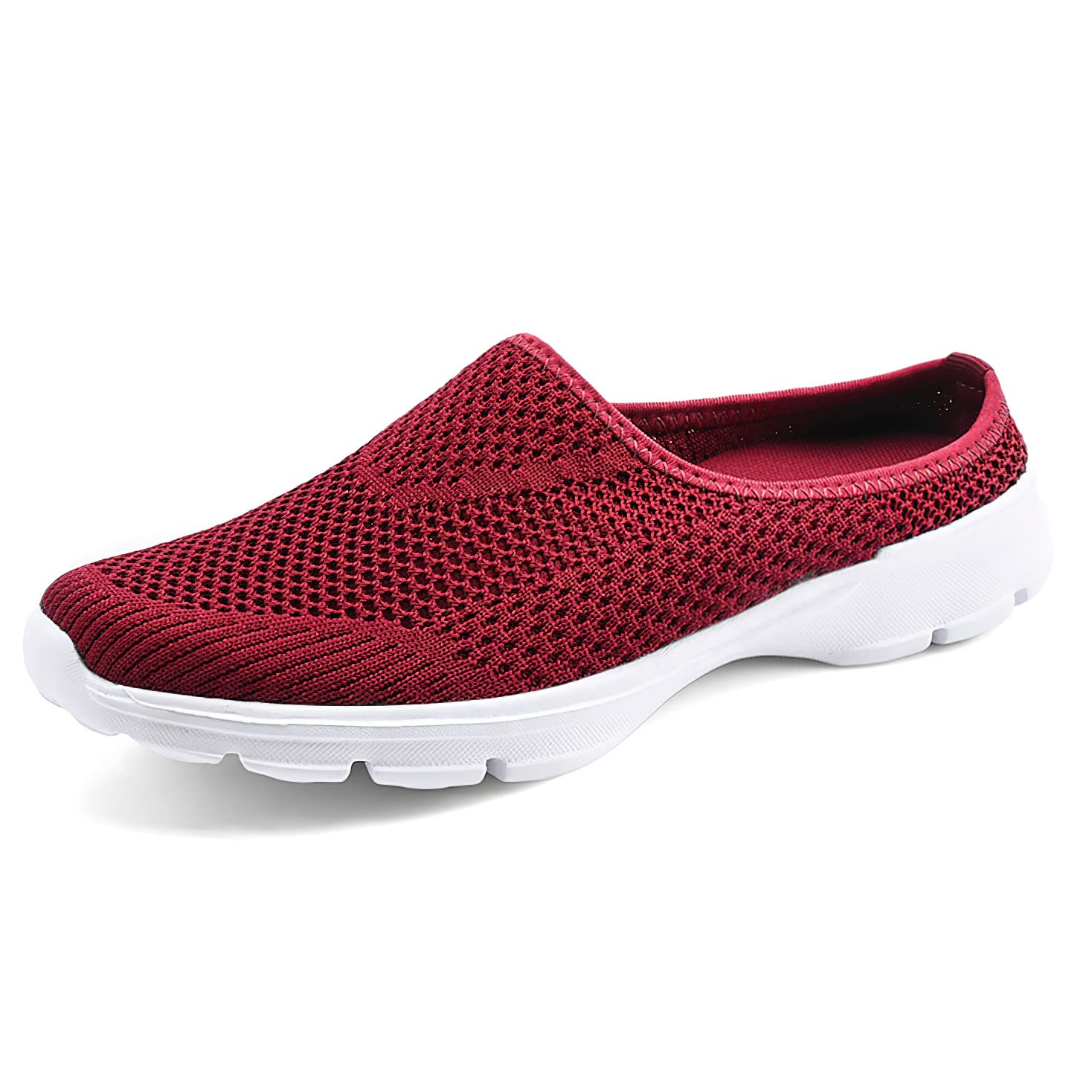 Womens Mesh Mules Slip On Shoes Backless Sneakers Knit Flats Non-Slip Walking Shoes-image-3