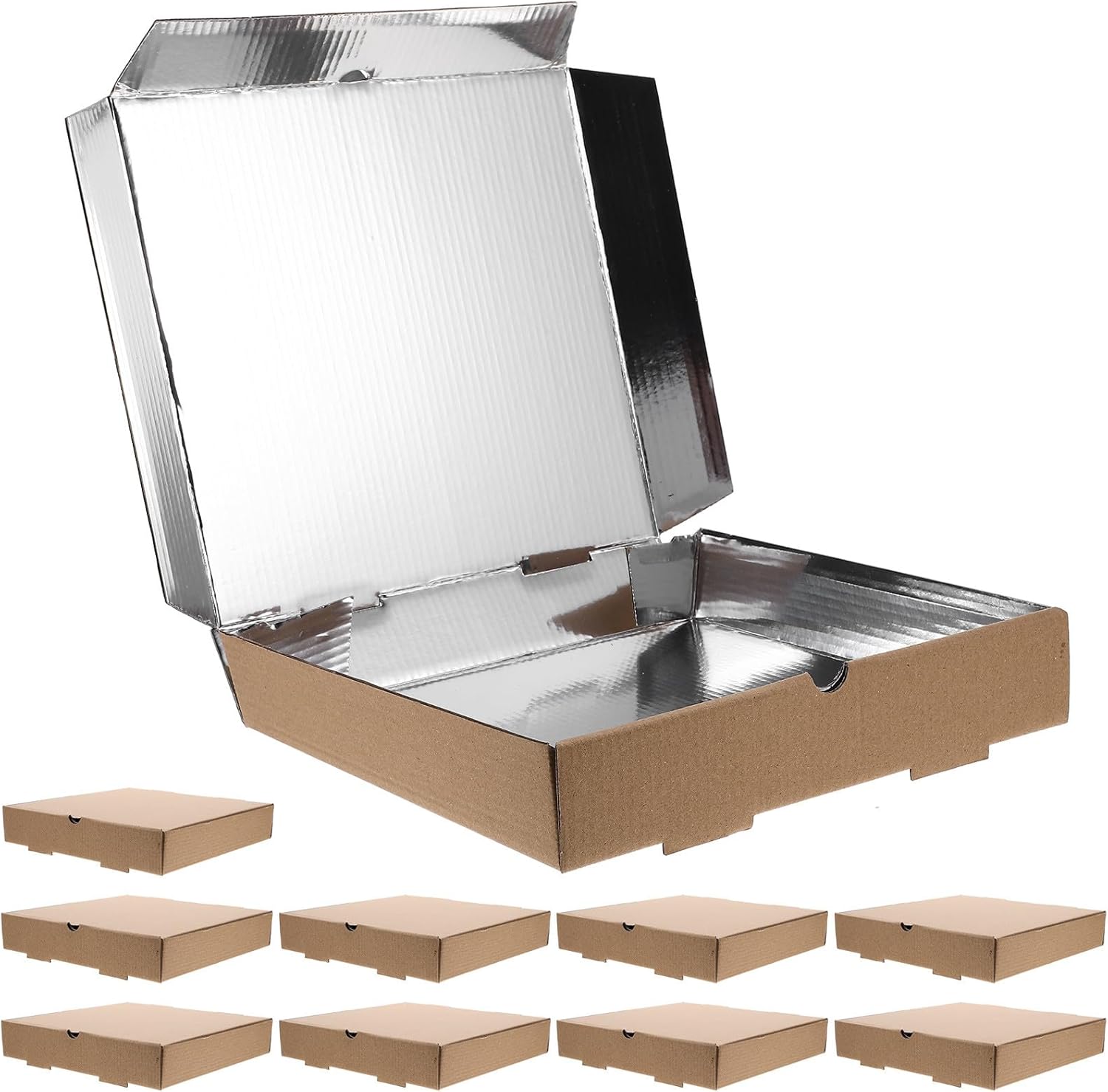 NUOBESTY 10pcs 9-inch Insulated Pizza Boxes Aluminum Foil Takeout Containers Heat Retention Pizza Packaging for Restaurant Home Food