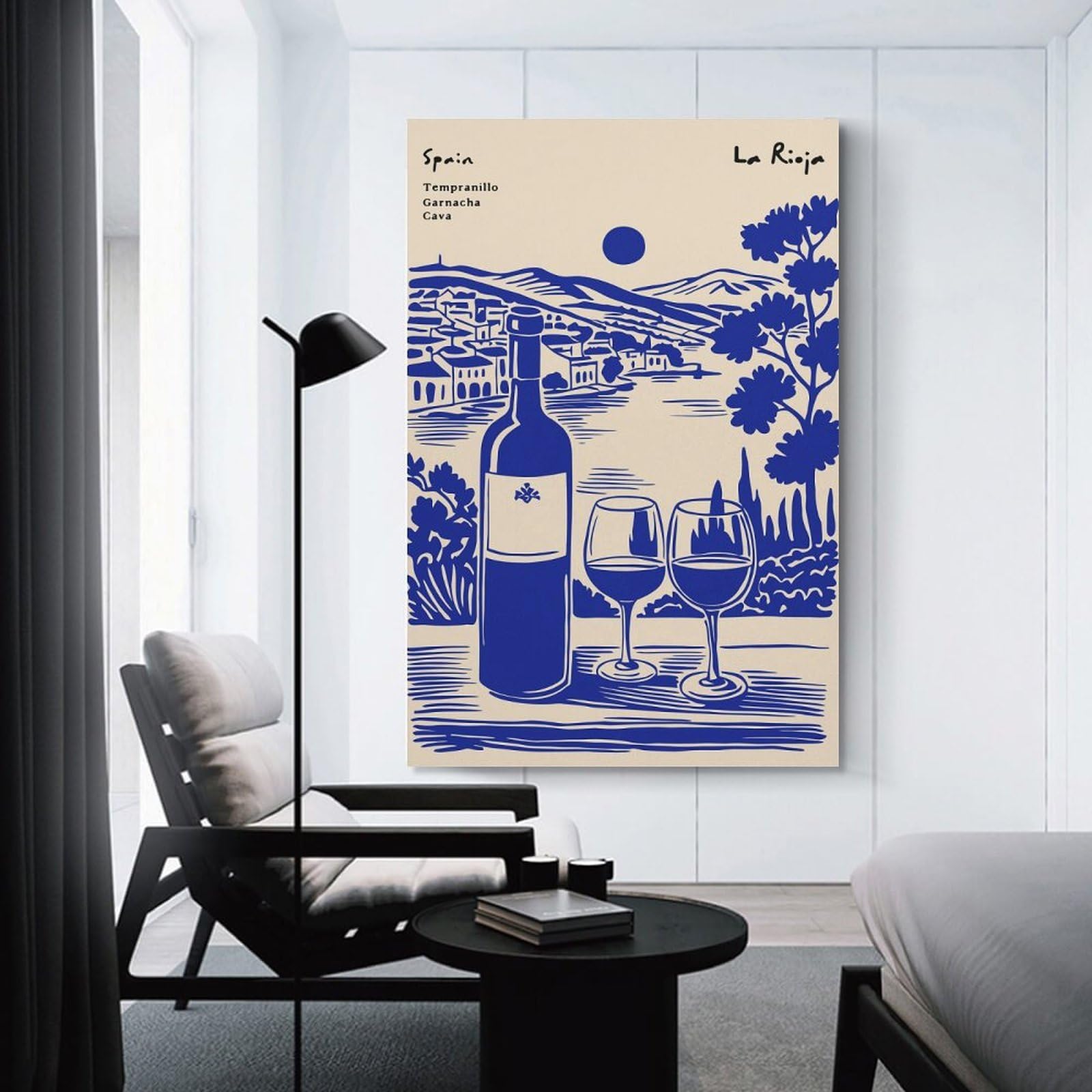 Junmoney Spain La Rioja Wine Illustration Home Decor Wall Art, 12x18inch(30x45cm), for Wall Displays, Bedrooms Or Room Updates, Ideal for Building A Coordinated Art Wall