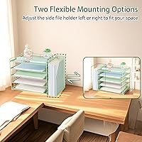 Vista 2 de AUPSEN Green Desk Accessories Organizer,5-Tier Letter Tray Paper Organizer with Adjustable File Holder, Desktop Office Desk Accessories for Office