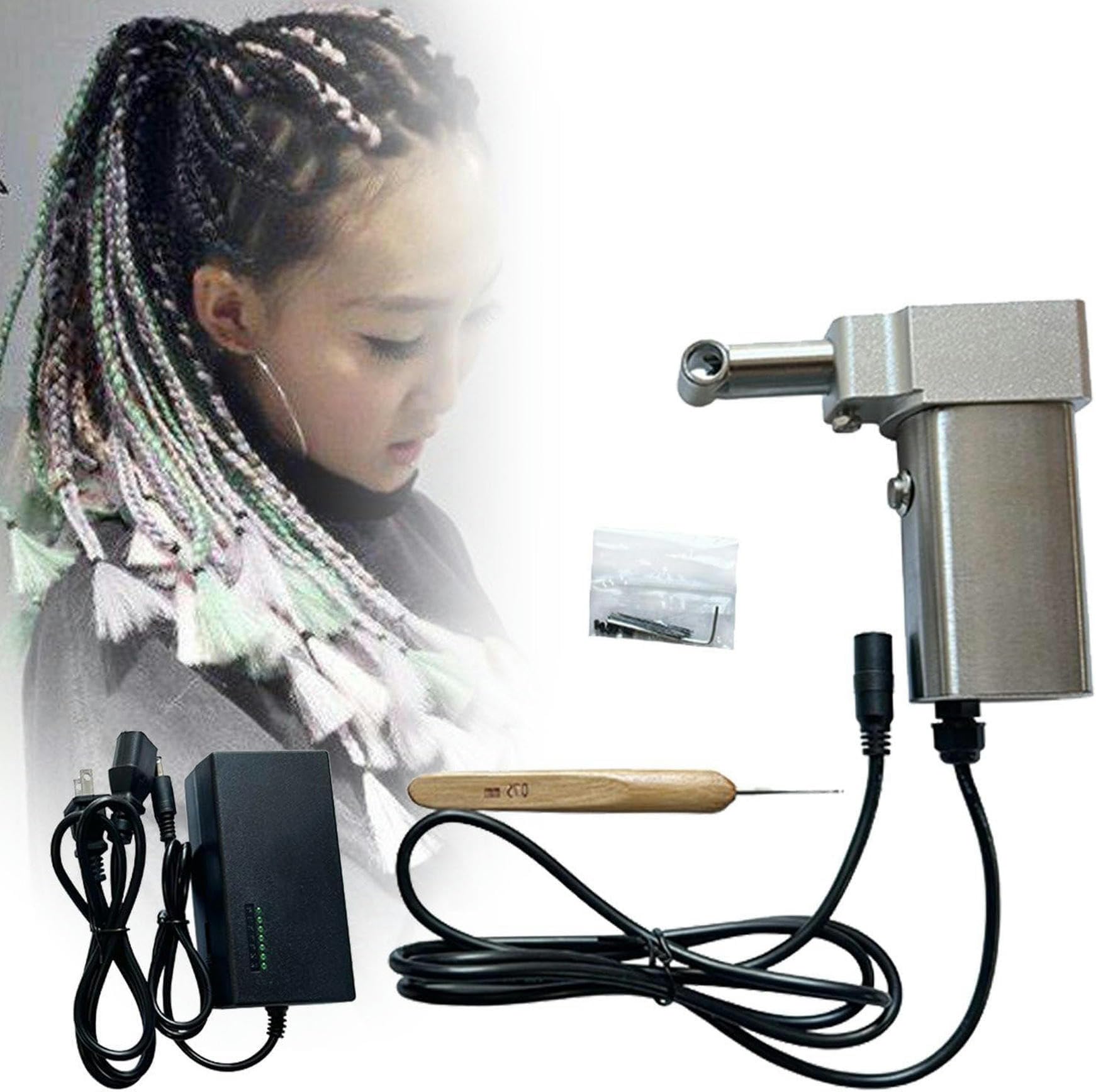 Machine dreadlock électrique pour tresser sans fatigue grâce au kit crochet intégré