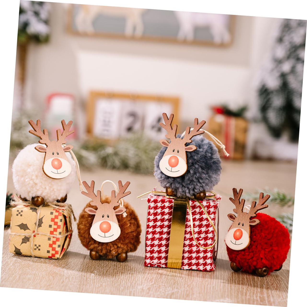 Zerodeko 4 Set Ciondolo Albero Di Natale Addobbi Natalizi Ghirlanda Pendenti Natalizi Ciondolo Natalizio Decorazioni Natalizie in Feltro Di Legno Decorazione Della Finestra 4 Pezzi*4