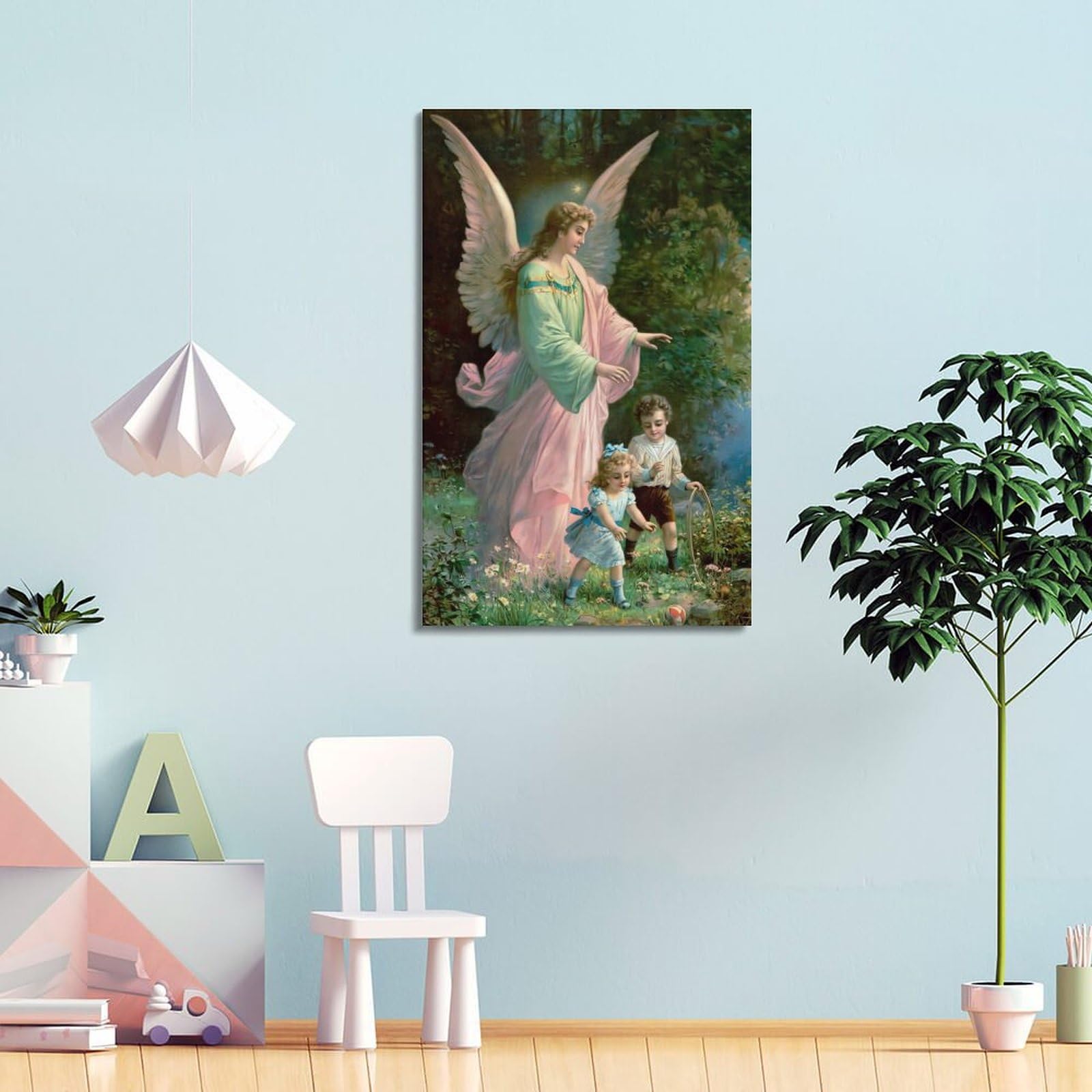 BPQN Vintage Guardian Angel Poster Angels Accompany The Children