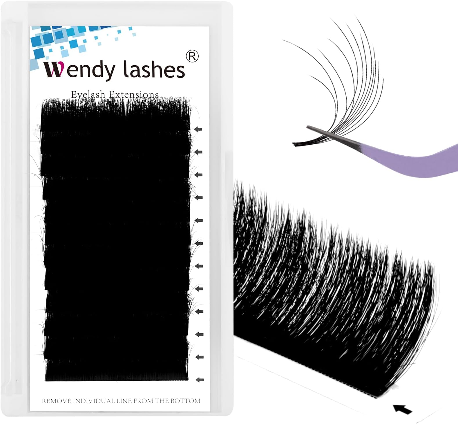 Easy Fan Lashes 2D Fluffy Lashes Easy Fan D Curl 0.05mm Mixed 13-18mm Russian Lashes Eyelash Extensions Individual Eyelashes(Easy Fan-2D-12-H-05-D-13-18)
