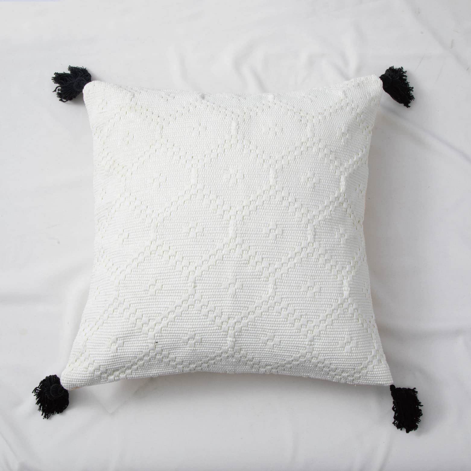 1/2 szt. czysta bawełna tkana boho poszewki na poduszki 45 x 45 cm proste kwadratowe lniane poszewki na poduszki frędzle dekoracyjne poszewki na poduszki na sofę