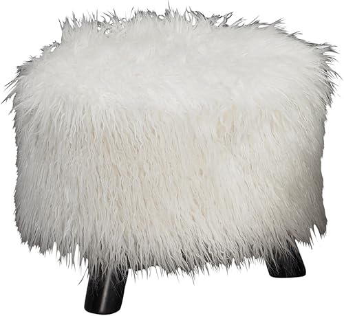 Reposapiés Flokati (16 pulgadas de ancho), Metal, Blanco