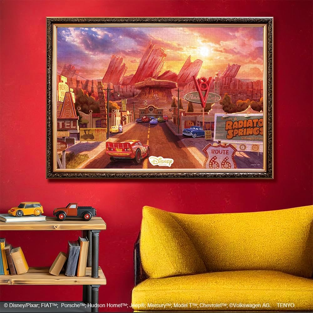 Tenyo D-1000-905 1000 Piece Jigsaw Puzzle, Disney, The Waiting Town of Nakama (Cars) 20.1 x 29.9 inches (51 x 73.5 cm), Canvas Style with Glue, Spatula Included, Service Card Included