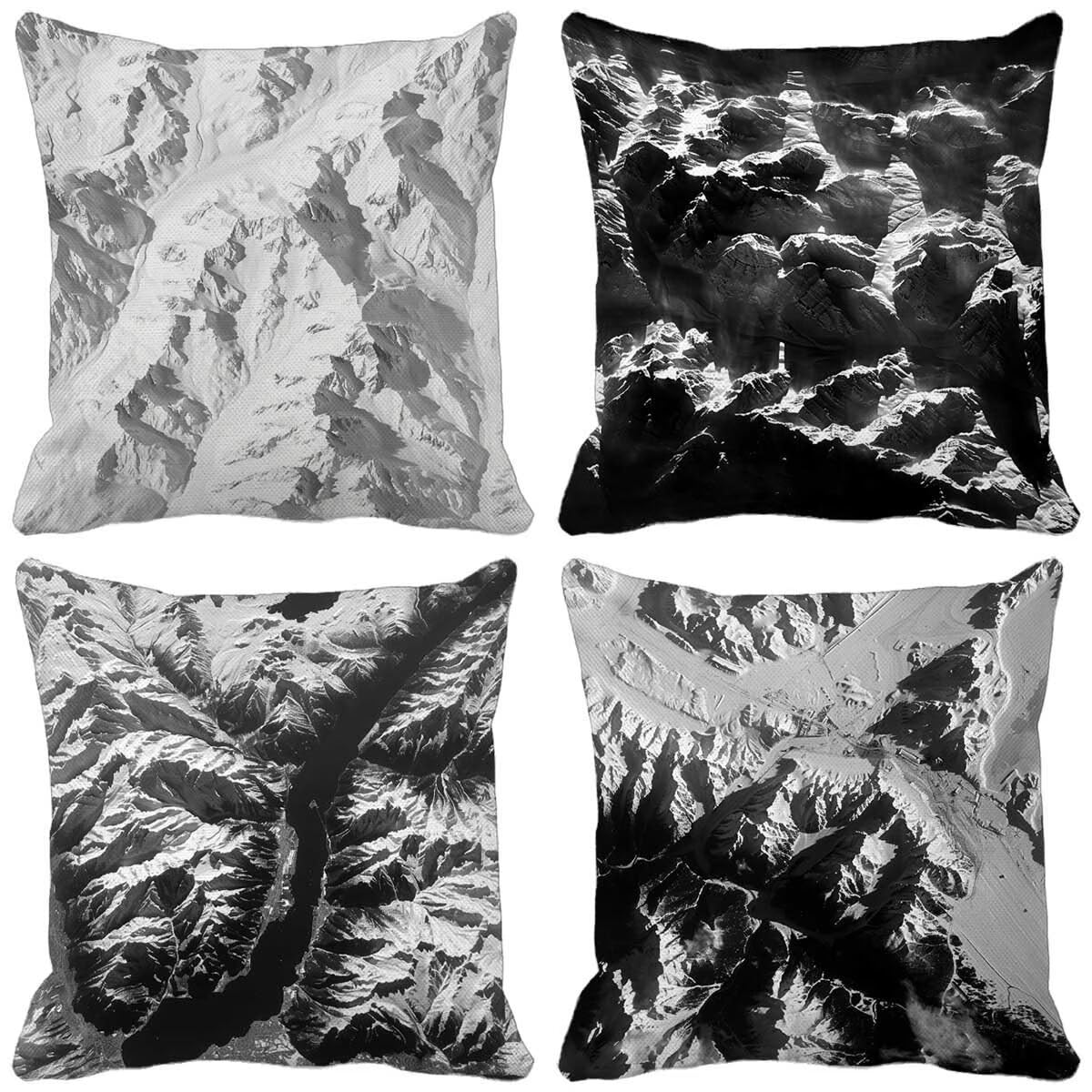 Funda Cojin 70 x 70 mm Juego de 4 Gris Ultra Suave Doble Costura con Cremallera Oculta, Paisaje Funda Cojines Exterior Jardin Silla Terraza Sofa Auto Cojines Decorativos para Salón Cama Dormitorio O-F