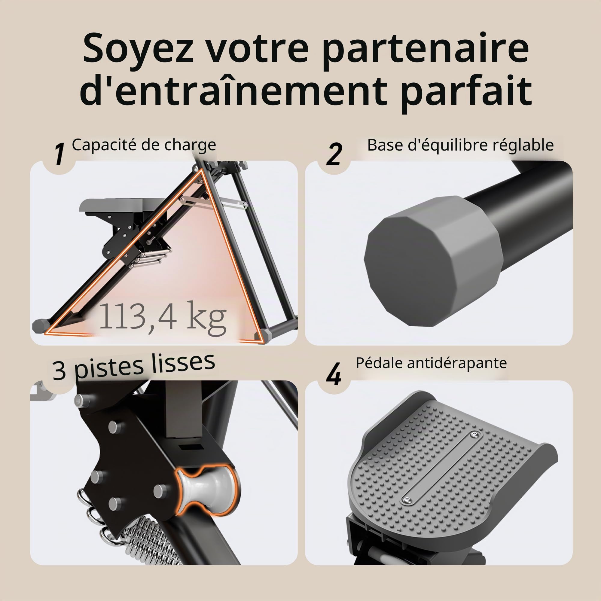 MOMODA Stepper d'escalade d'escalade Machine d'exercice avec résistance pour la Maison Cardi Exercice Pliable