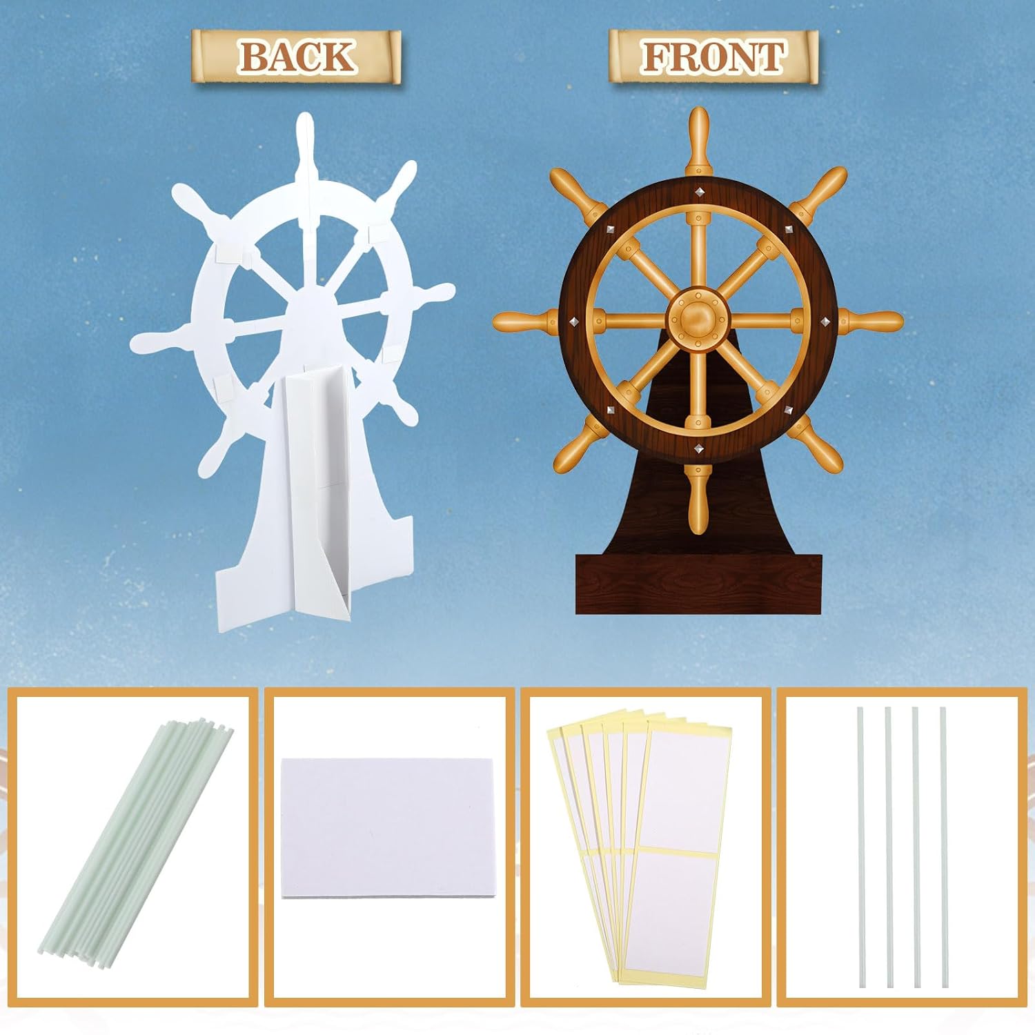 Eaasty 2 Pack 4ft Large Ship Wheel and Anchor Cardboard Cutout Standup for Nautical Party Decoration Pirate Photo Prop Party Back Drops Halloween Decor Vbs Vacation Bible School Supplies Decor