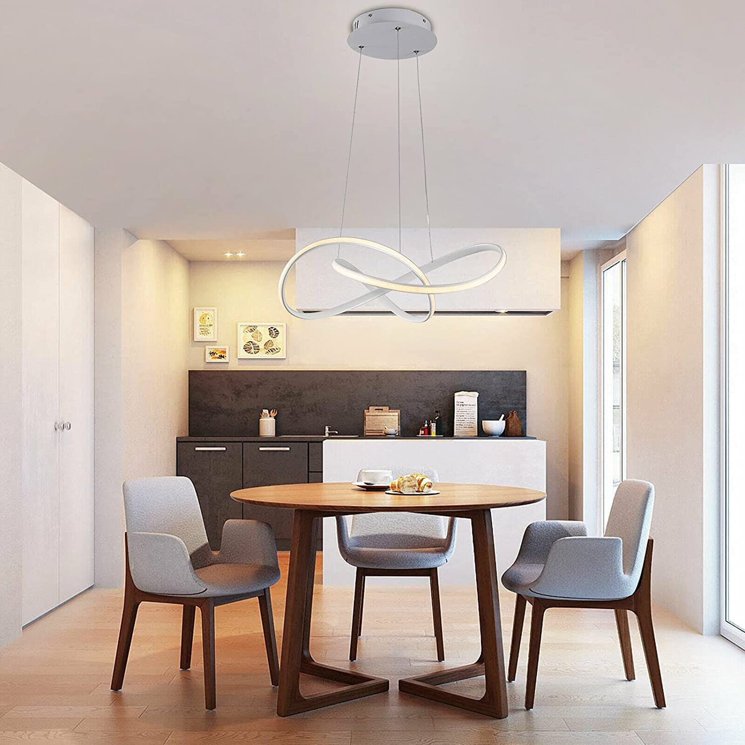 Luce a soffitto del lampadario, Moderna Lampada a LED Home LED in Stile Creative Elegant, Strisce a LED attorcigliate Dimmabile 3 Colori Light Colors Energia Risparmio Lunga Vita con Remoto Control,
