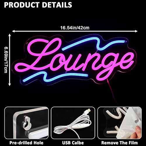 Miniatura 2 de Letrero de neón para decoración de pared, 16.54 x 6.69 pulgadas, letreros LED de descanso para habitación, luces de neón regulables por USB para