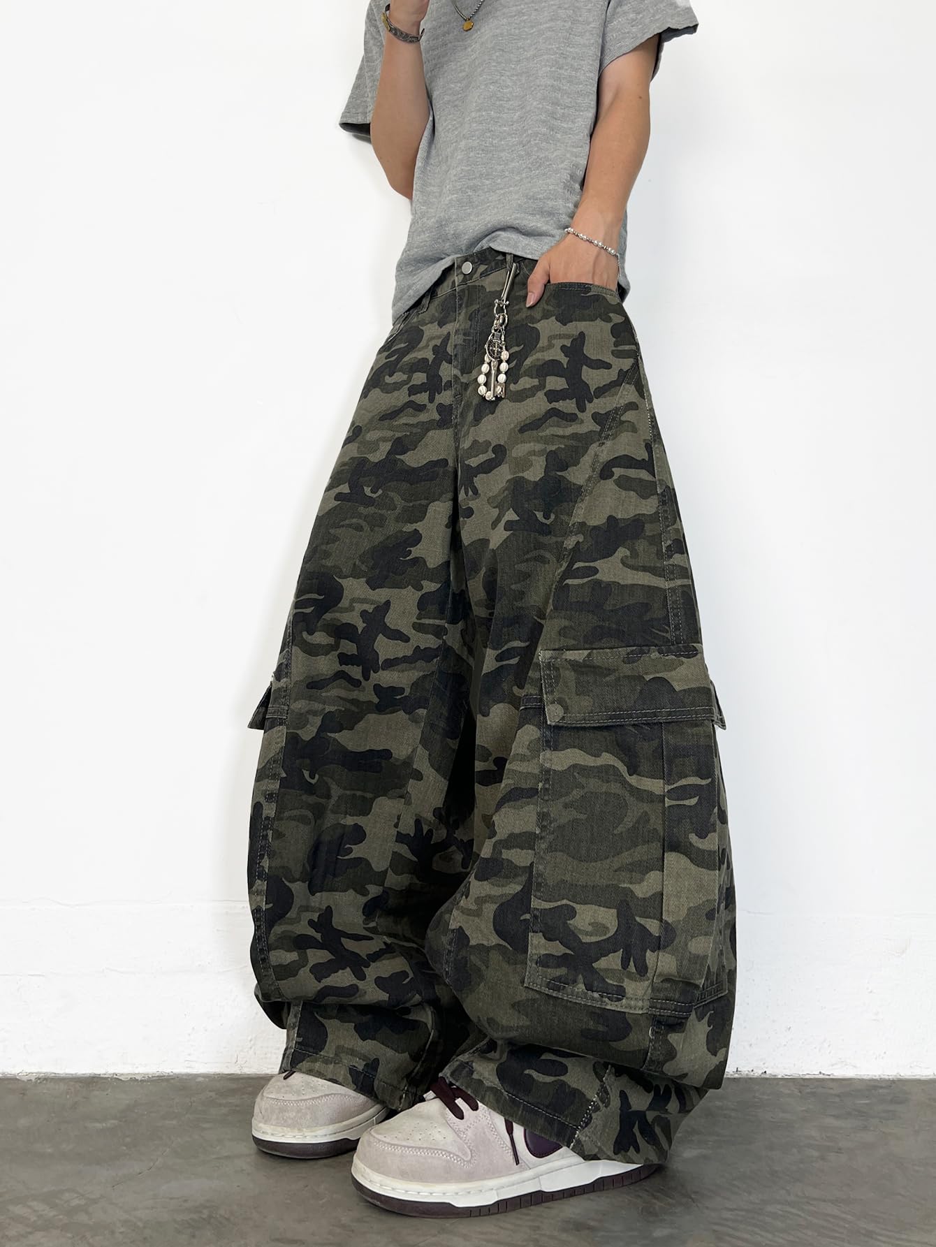 Baggy Barrel Jeans da uomo Pantaloni larghi Jeans con vestibilità ampia Y2K Hip Hop Streetwear